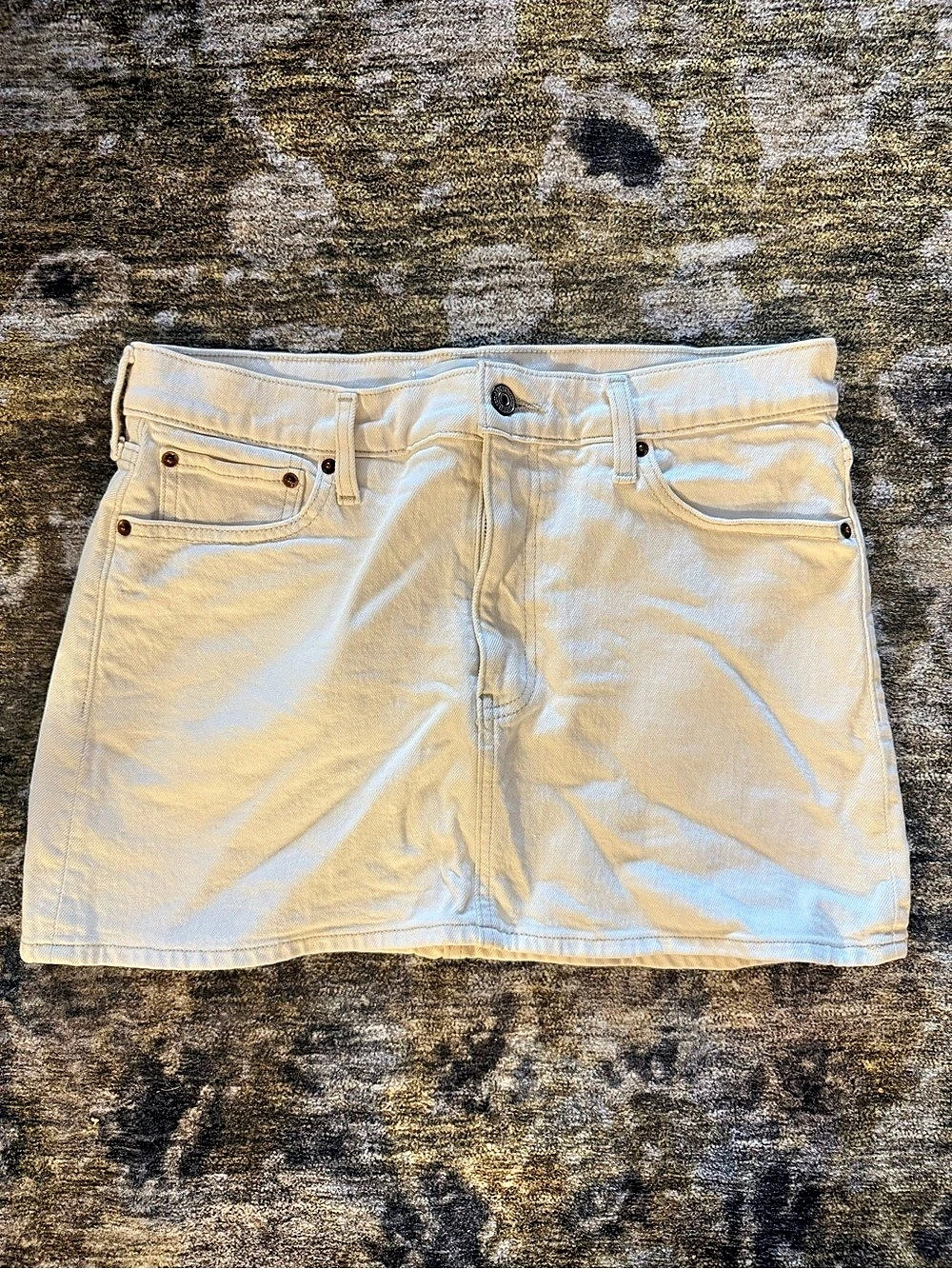 Abercrombie & Fitch Mid Rise White Denim Jean Skirt